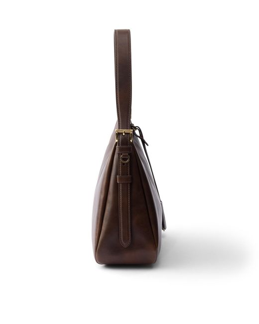 Prada Brown Aimée Medium Leather Shoulder Bag, Cocoa