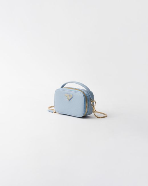 Prada Blue Mini-Pouch Aus Saffiano-Leder