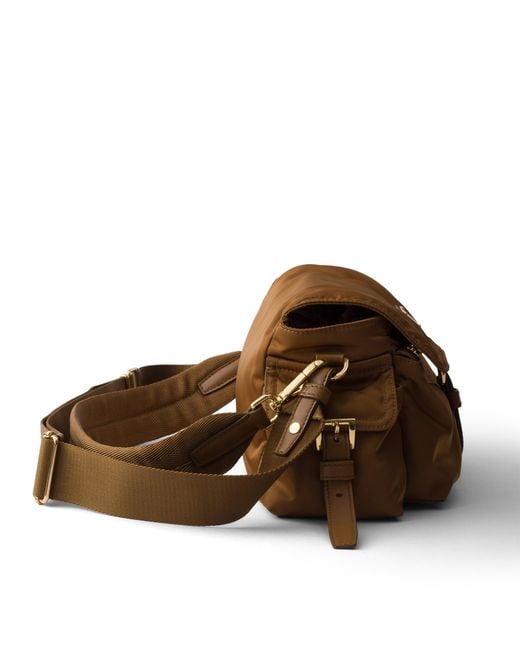Prada Brown Explore Medium Re-Nylon Shoulder Bag With Flap