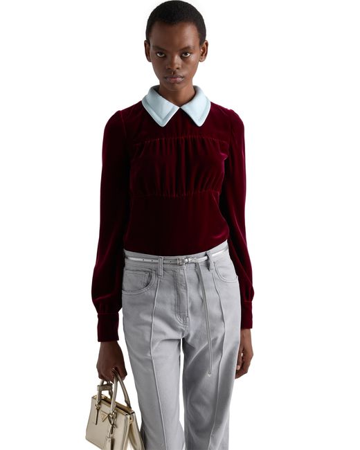 Prada Red Velvet Top