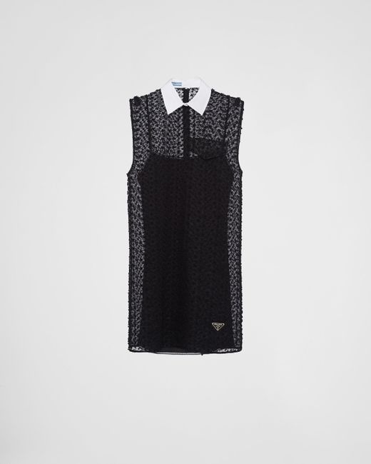 Prada Black Mini-dress With Shirt Collar