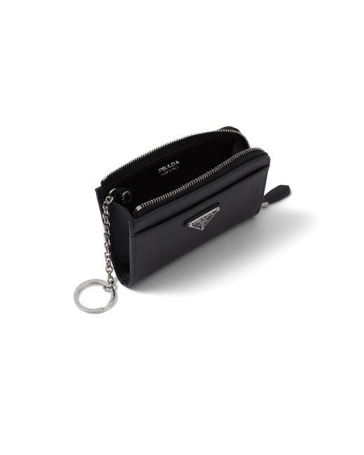 Prada Black Saffiano Leather Keychain