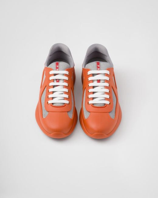 Prada Orange America's Cup Soft Rubber And Bike Fabric Sneakers for men