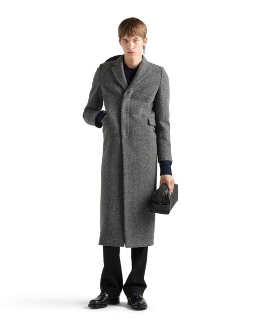 Prada Gray Single-Breasted Wool Coat, Slate for men