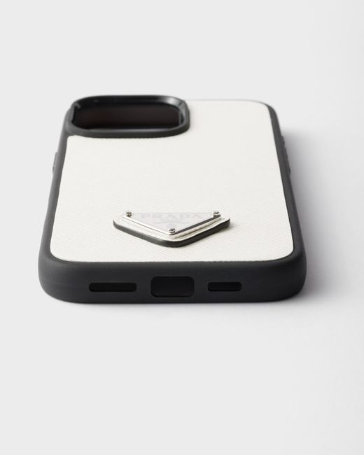 Prada Iphone-16-Pro-Max-Hülle Aus Saffiano-Leder in White für Herren