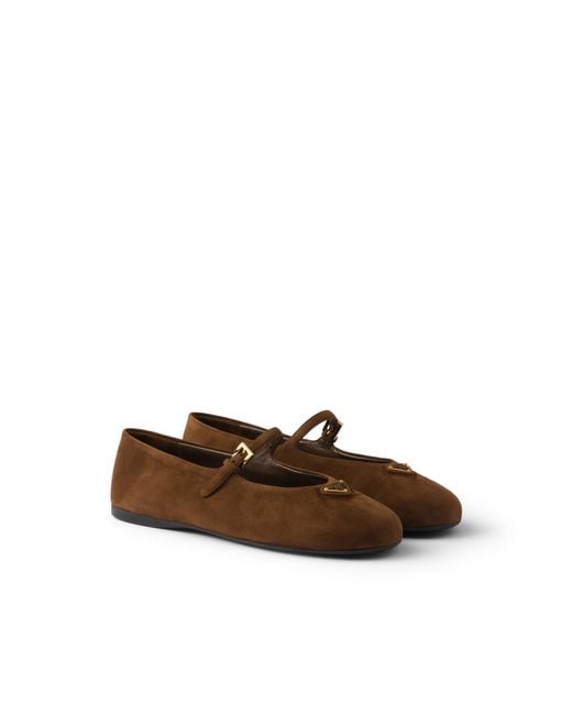 Prada Brown Suede Ballerinas