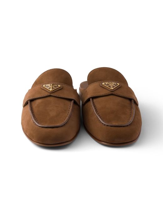 Prada Brown Nubuck Mules