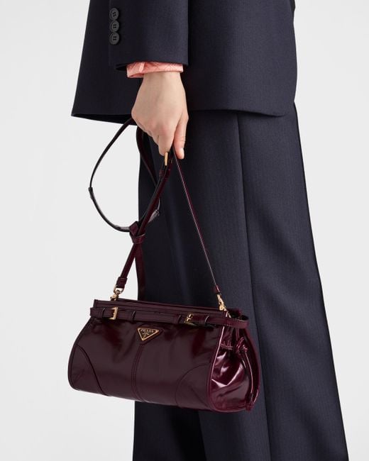 Prada Purple Bonnie Kleine Schultertasche Aus Leder
