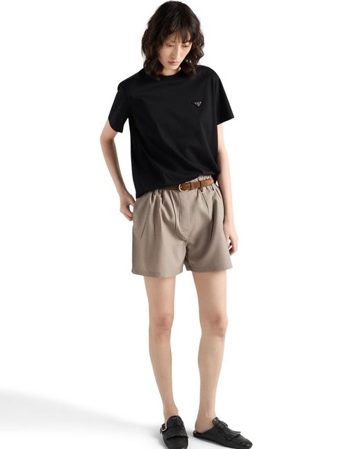 Prada Black Logo Plaque Short Sleeved T-Shirt