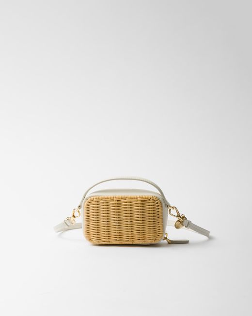 PRADA Wicker and leather mini-pouch ★関税込 PRADA Wicker and leather mini bag 1NR013_2BVU_F0N86 – BORDER