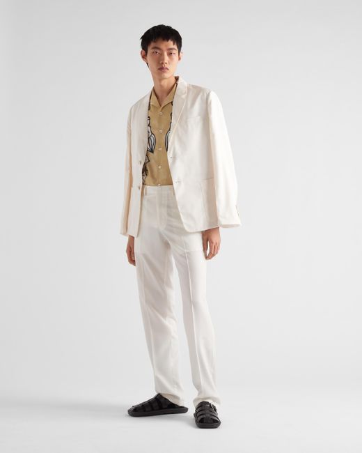 Prada Kurzärmliges Hemd Aus Bedruckter Baumwolle in White für Herren