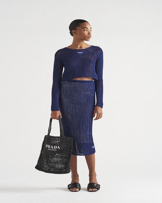 Prada Black Crochet Tote Bag