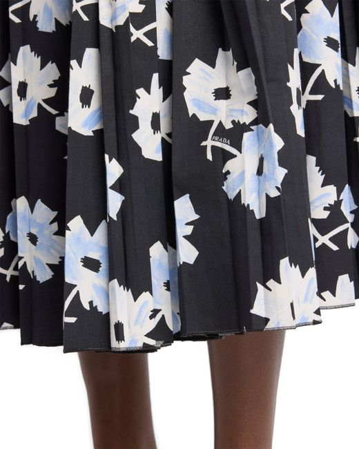 Prada White Pleated Poplin Skirt