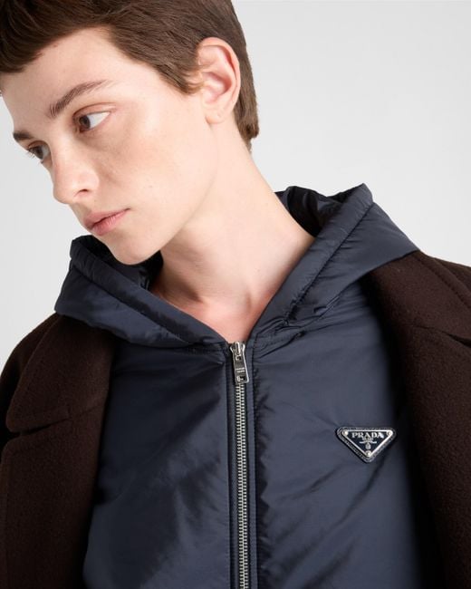 Prada Blue Hooded Re-Nylon Blouson Jacket