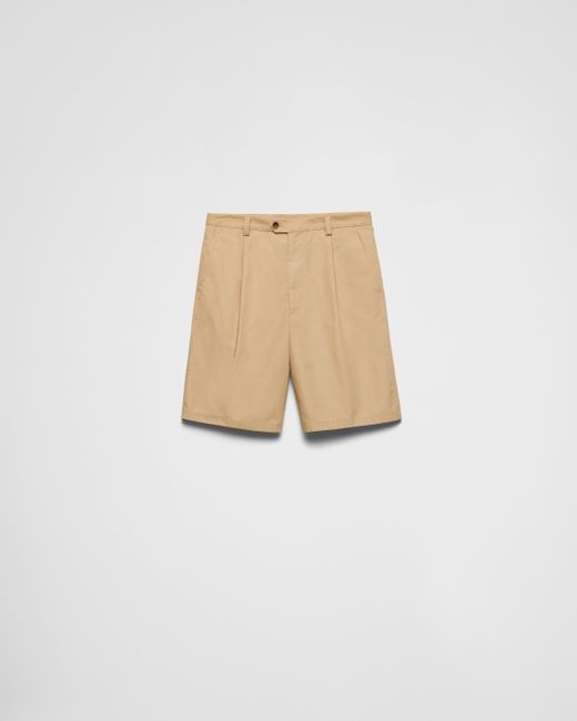 Bermuda En Popeline Prada pour homme en coloris Natural