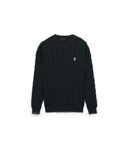 Prada Black Cotton Crew-Neck Sweater for men