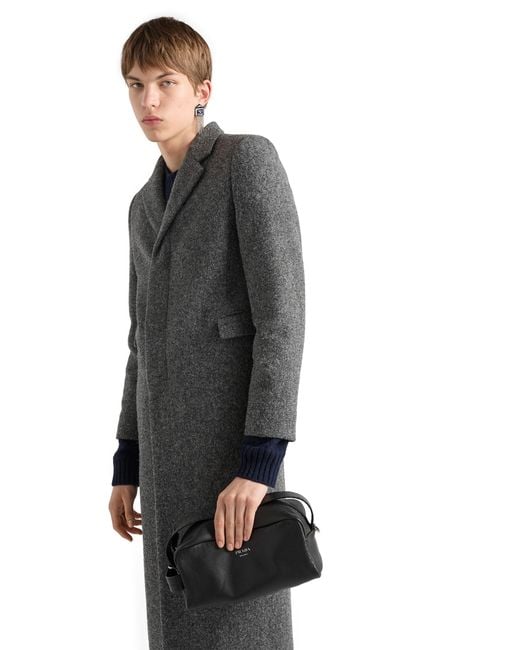 Prada Gray Single-Breasted Wool Coat, Slate for men