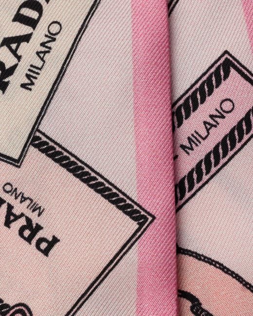 Prada Pink Printed Twill Scarf