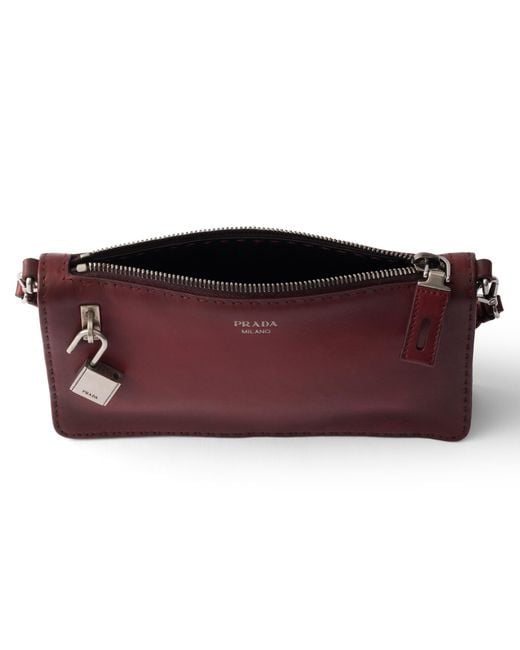 Prada Purple Antiqued Leather Pouch for men