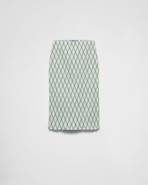 Prada Green Cotton Skirt With Geometric Pattern