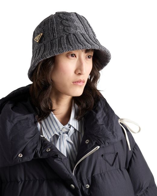 Prada Blue Wool Bucket Hat