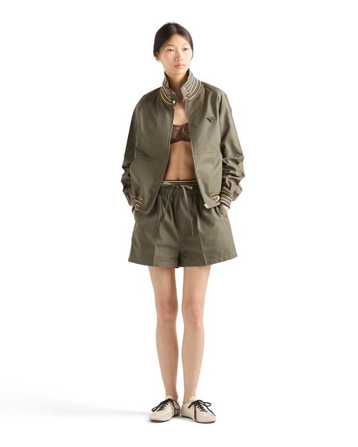 Prada Green Poplin Turtleneck Jacket