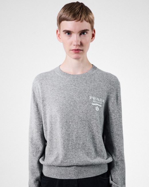 Prada Cashmere And Silk Sweater in Gray | Lyst Prada Cashmere And Silk Sweater in Gray | Lyst