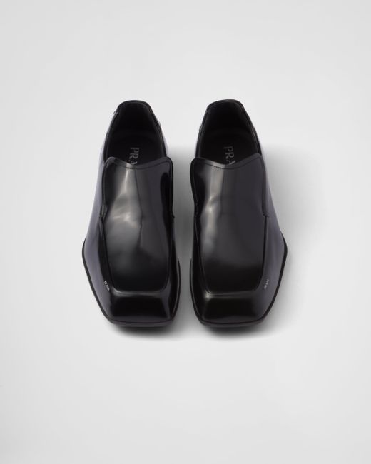 Prada Black Razor Brushed Leather Loafers for men
