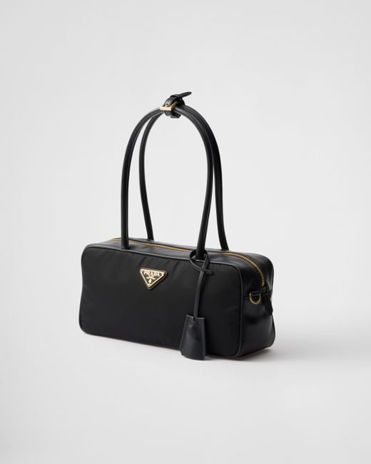 Prada Re-Nylon And Leather Small Top-Handle Bag With Padlock