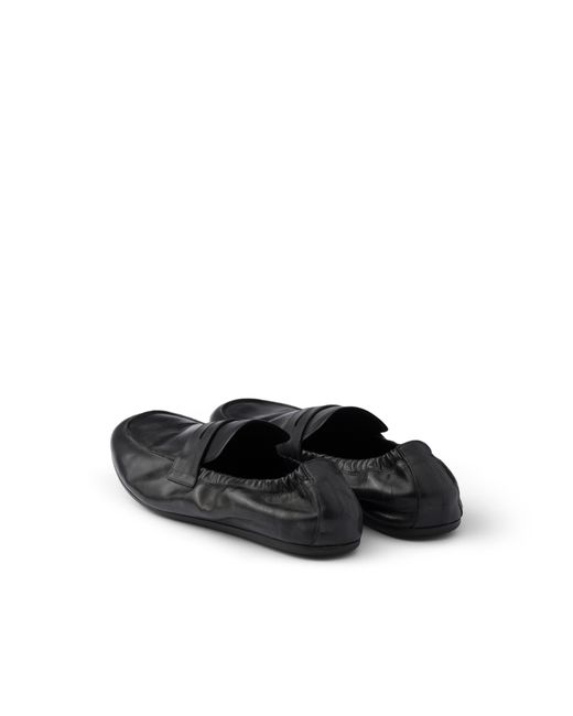 Prada Black Shuffle Antiqued Leather Loafers for men