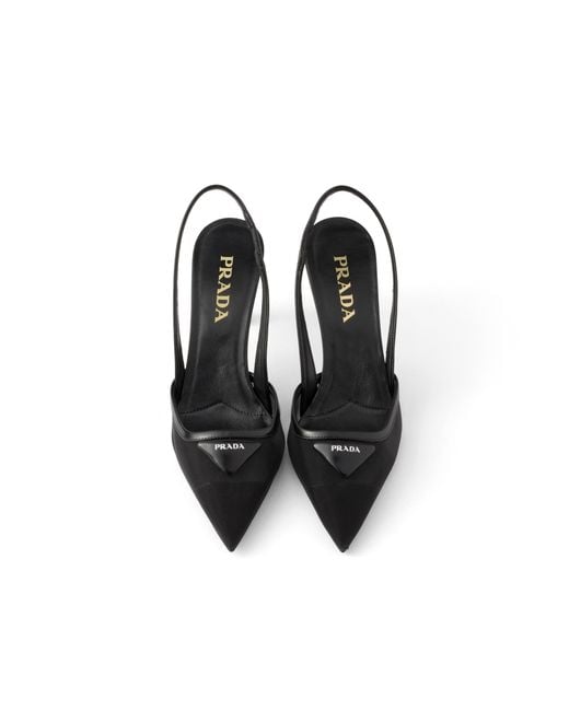 Prada White Mesh Fabric Slingback Pumps