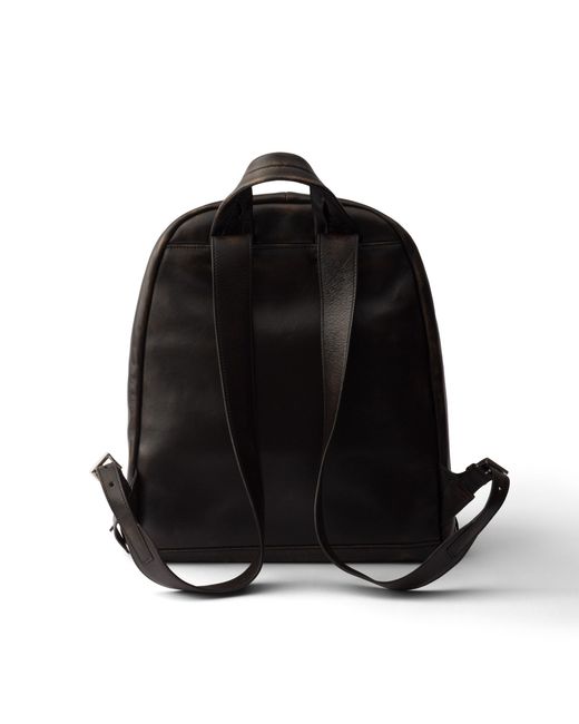 Prada Black Distressed Nappa Leather Backpack for men