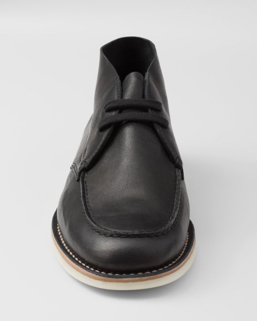 Prada Black Nappa Leather Chukka Boots for men