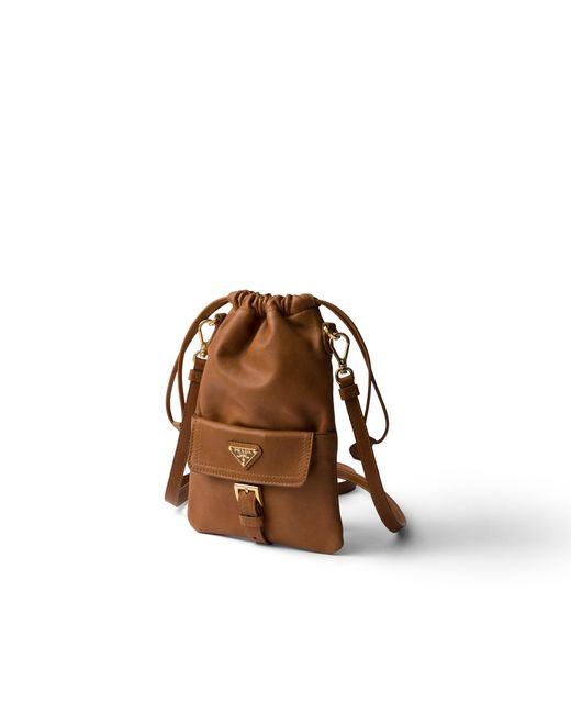 Prada Brown Nappa Leather Pouch, Caramel
