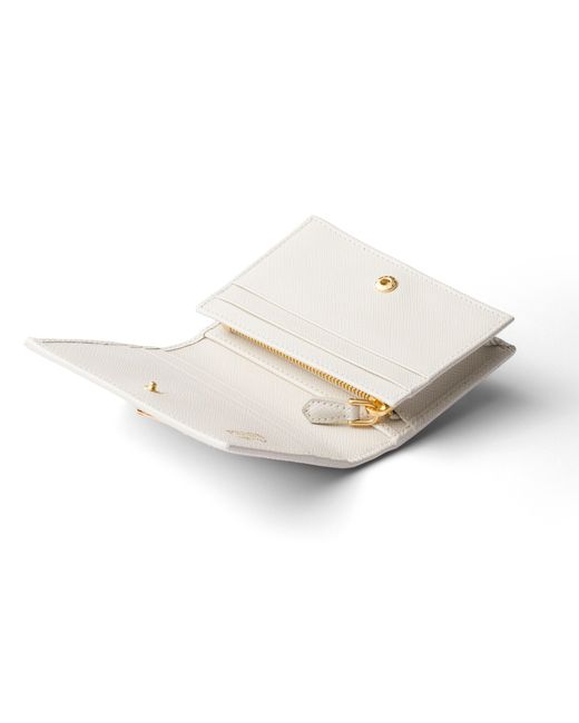 Prada White Small Saffiano Leather Wallet