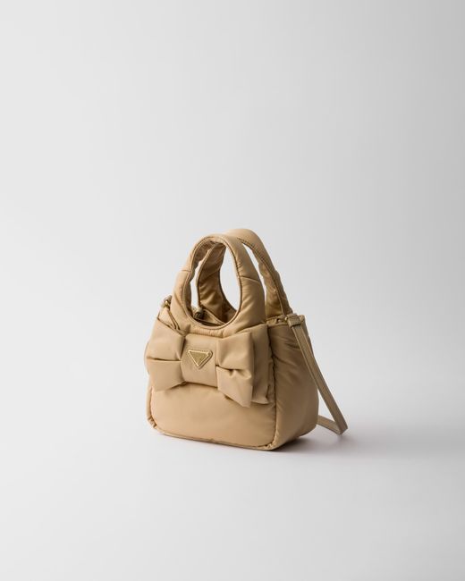 Prada Metallic Mini Padded Re-Nylon Bag With Bow