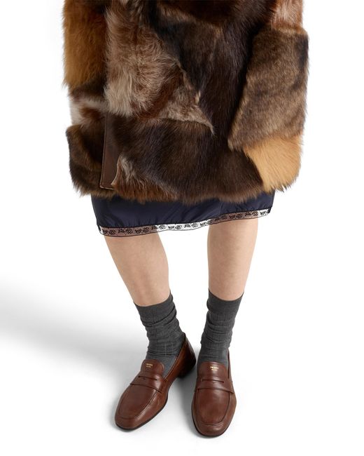 Prada Brown Patchwork Shearling Coat