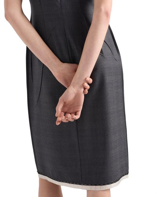 Prada Black Checked Wool Dress, Anthracite