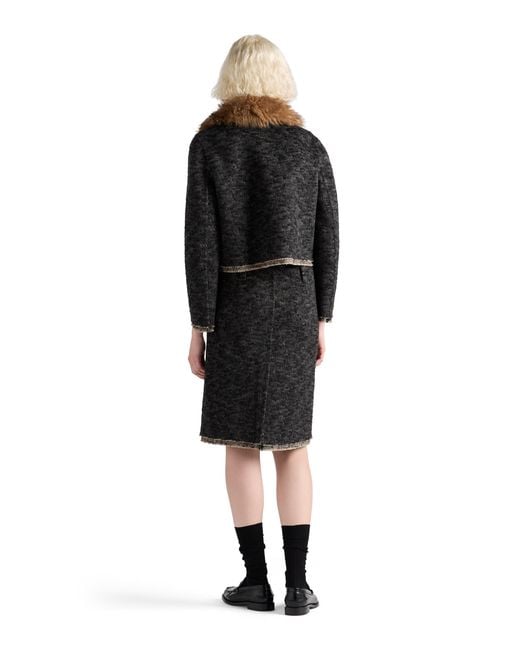 Prada Black Single-Breasted Double Tweed Jacket