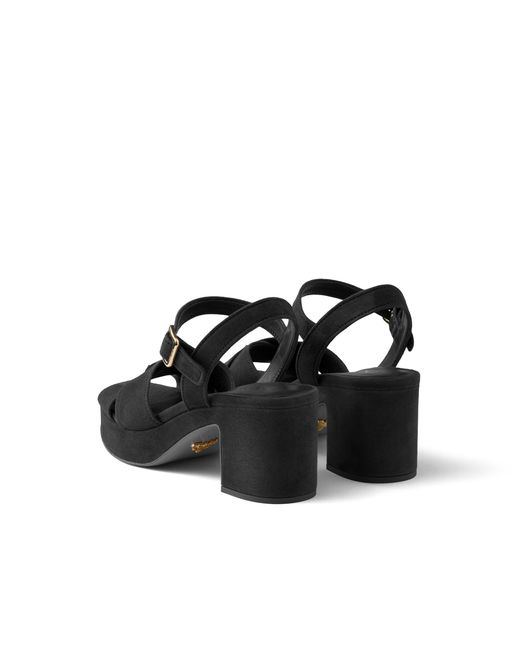 Prada Black Suede Platform Sandals
