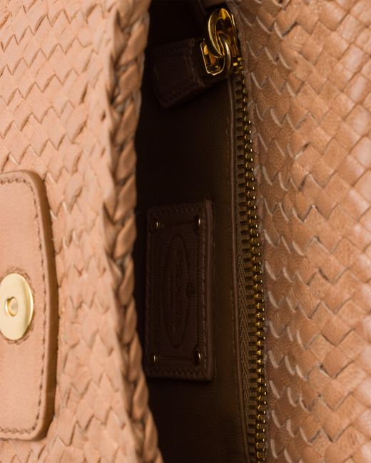 Prada Brown Woven Leather Mini Shoulder Bag