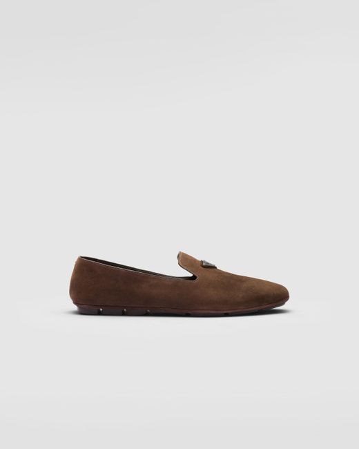 Prada Brown Suede Driving Shoes for men