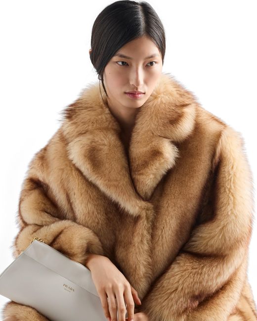 Prada Natural Shearling Caban Jacket
