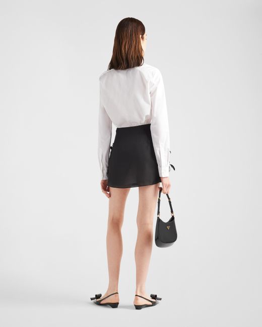 Prada Black Embroidered Gazar Miniskirt