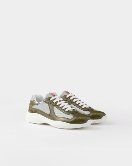 Prada Green America's Cup Vernice Bike Low Top Sneaker for men