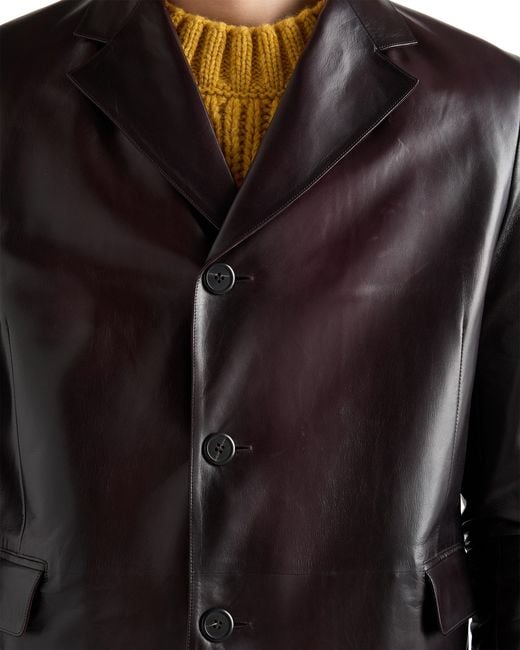 Prada Black Nappa Leather Coat for men