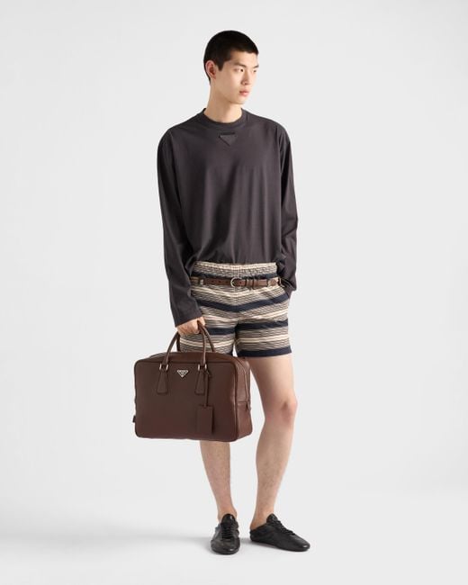 Prada Brown Leather Work Bag for men