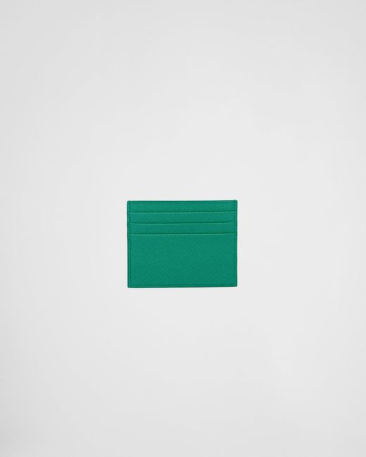 Prada Green Saffiano Leather Card Holder