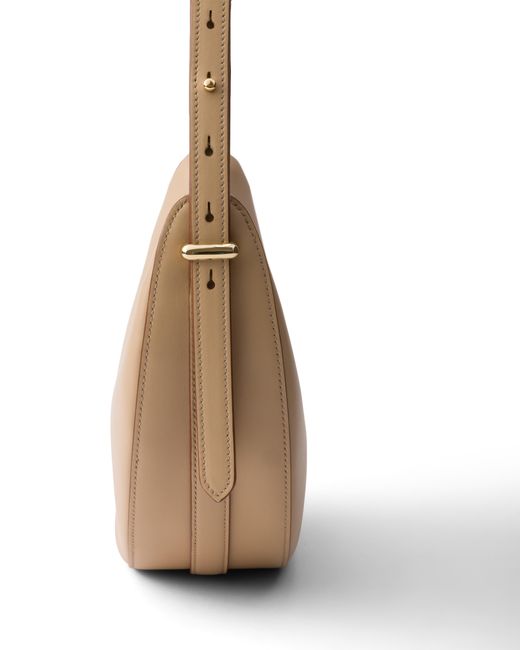 Prada White Arqué Small Leather Shoulder Bag