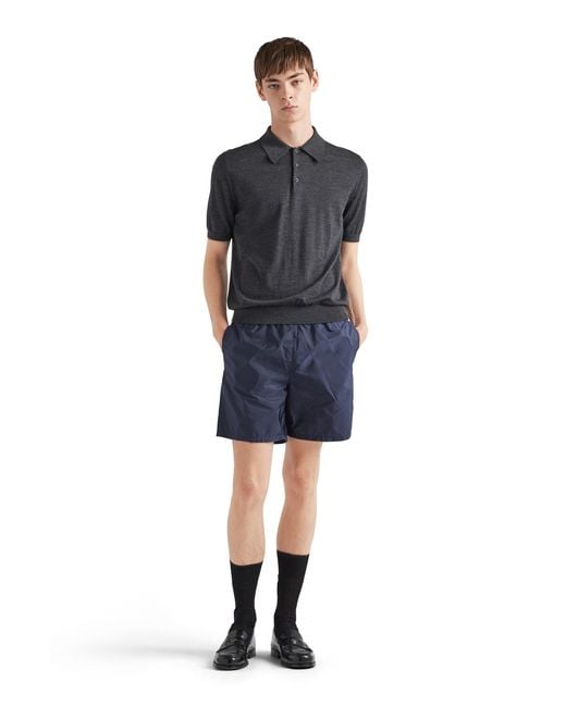 Prada Blue Re-nylon Swim Trunks for men